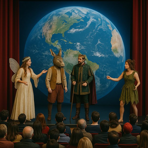 Theaterbühne als Illustration zum Shakespeare-Zitat die ganze Welt ist Bühne