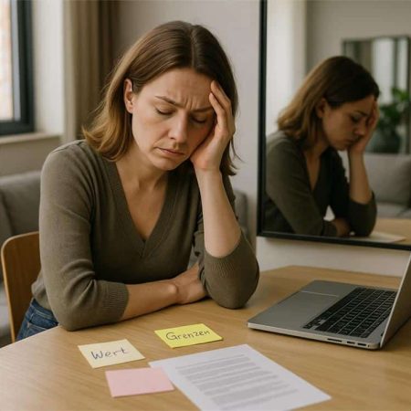 Frau mit Selbstwertproblemen nachdenklich Wien