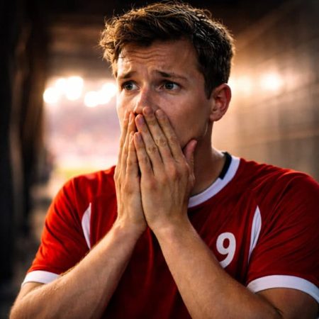 Sportler mit Auftrittsangst vor Wettkampf